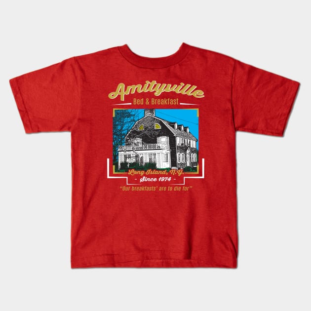 Amityville Bed & Breakfast Kids T-Shirt by Alema Art